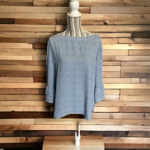 Loft Outlet XL Long sleeve blouse light blue with white pattern